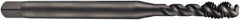 DORMER - M3x0.50 Metric Coarse 3 Flute 6H Bottoming Spiral Flute Tap - Cobalt, Oxide Finish, 56mm OAL, Right Hand Flute, Right Hand Thread, Series EX016H - Exact Tooling
