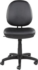 ALERA - 18-3/4 to 23-1/2" High Task Chair - 19" Wide x 25-3/4" Deep, Leather Seat, Black - Exact Tooling