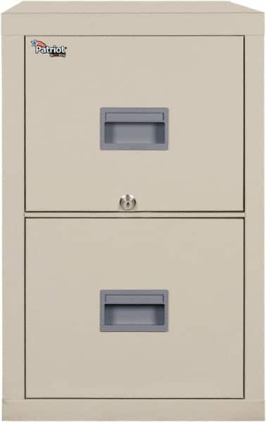 FireKing - 17-3/4" Wide x 27-3/4" High x 25" Deep, 2 Drawer Vertical File - Steel, Parchment - Exact Tooling
