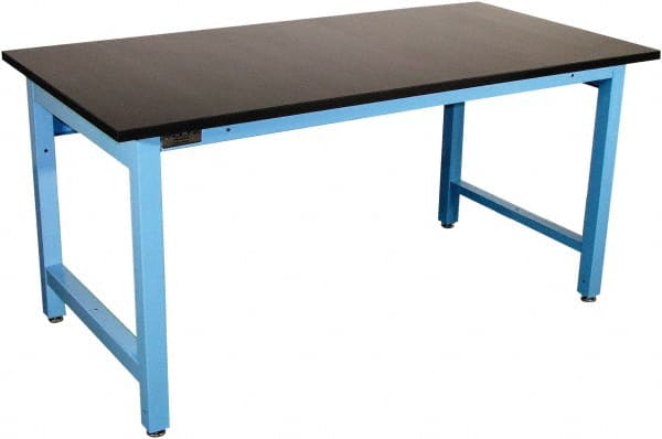Proline - 60 Wide x 36" Deep x 36" High, Epoxy Resin Workbench - Adjustable Height Legs, Blue - Exact Tooling