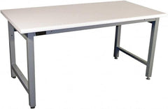 Proline - 60 Wide x 30" Deep x 36" High, Plastic Laminate Workbench - Adjustable Height Legs, Gray - Exact Tooling