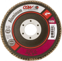Camel Grinding Wheels - 36 Grit, 5" Disc Diam, 5/8-11 Center Hole, Type 29 Aluminum Oxide Flap Disc - 12,200 Max RPM, Polyester Backing, Arbor Attaching System, Coated - Exact Tooling