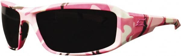 Edge Eyewear - Smoke Lenses, Framed Safety Glasses - Scratch Resistant, White, Pink, Black Nylon Frame, Size Universal, Wrap Around - Exact Tooling