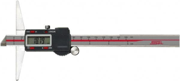 SPI - 0" to 12" Electronic Depth Gage - 0.0015" Accuracy, 0.0005" Resolution, 6" Base Length - Exact Tooling