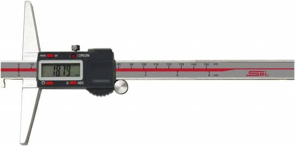 SPI - 0" to 8" Electronic Depth Gage - 0.0015" Accuracy, 0.0005" Resolution, 4" Base Length - Exact Tooling
