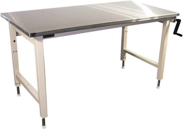 Proline - 72 Wide x 30" Deep x 42" High, Stainless Steel Workbench - Adjustable Height Legs, Blue - Exact Tooling