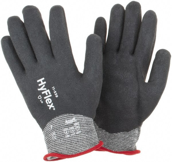 Ansell - Size S, ANSI Cut Lvl A2, Abrasion Lvl 4, Nitrile Coated Cut Resistant Gloves - Fully Coated Coated, Black - Exact Tooling