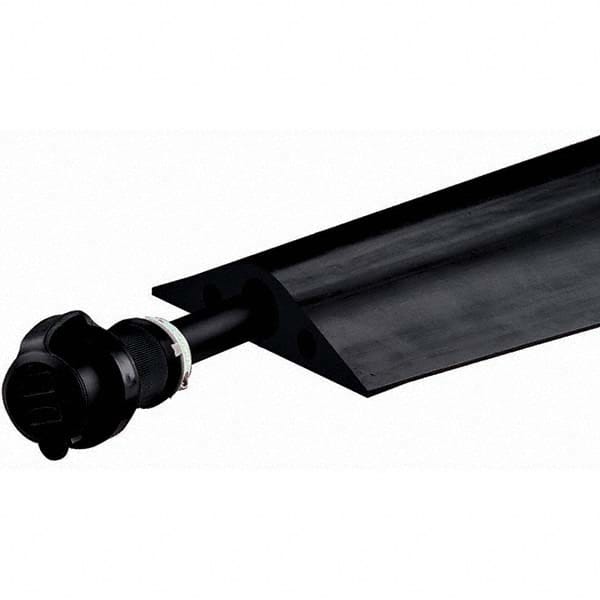 Checkers - 3 Channel 5" Long, 3/4" Max Compatible Cable Diam, Black Rubber On Floor Cable Covers - Exact Tooling