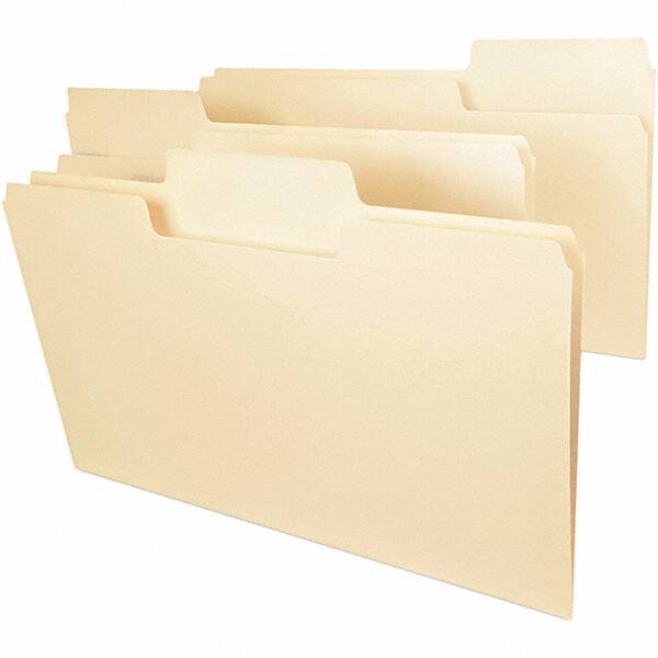 SMEAD - 14-5/8 x 9-1/2", Legal, Manila, File Folders with Top Tab - 14 Point Stock, Assorted Tab Cut Location - Exact Tooling