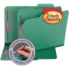 SMEAD - 11-3/4 x 9-1/2", Letter Size, Green, File Folders with Top Tab - 23 Point Stock, Assorted Tab Cut Location - Exact Tooling