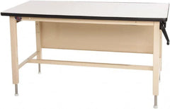 Proline - 72 Wide x 30" Deep x 42" High, Plastic Laminate Workbench - Adjustable Height Legs, Beige - Exact Tooling