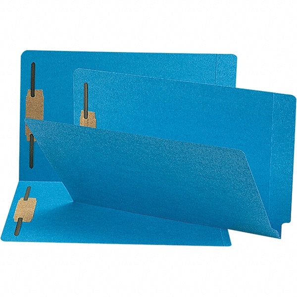 SMEAD - 15-1/4 x 9-1/2", Legal, Blue, File Folders with End Tab - 11 Point Stock, Straight Tab Cut Location - Exact Tooling