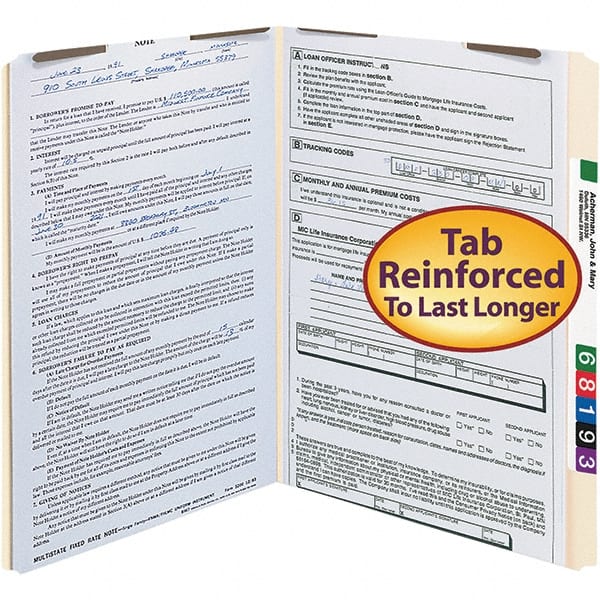 SMEAD - 14-5/8 x 9-1/2", Legal, Manila, File Folders with Top Tab - 11 Point Stock, Straight Tab Cut Location - Exact Tooling