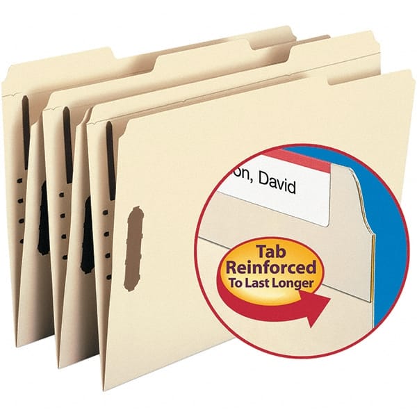 SMEAD - 14-5/8 x 9-1/2", Legal, Manila, File Folders with Top Tab - 11 Point Stock, Assorted Tab Cut Location - Exact Tooling