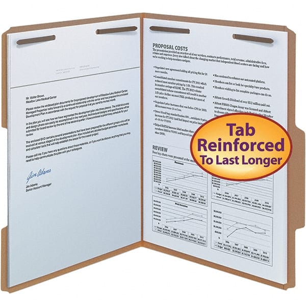 SMEAD - 11-5/8 x 9-15/16", Letter Size, Kraft, File Folders with Top Tab - 11 Point Stock, Right of Center Tab Cut Location - Exact Tooling