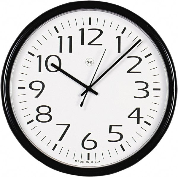 UNIVERSAL - 12 Inch Diameter, White Face, Dial Wall Clock - Analog Display, Black Case, Runs on AA Battery - Exact Tooling