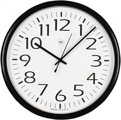UNIVERSAL - 12 Inch Diameter, White Face, Dial Wall Clock - Analog Display, Black Case, Runs on AA Battery - Exact Tooling