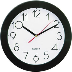 UNIVERSAL - 7-3/4 Inch Diameter, White Face, Dial Wall Clock - Analog Display, Black Case, Runs on AA Battery - Exact Tooling