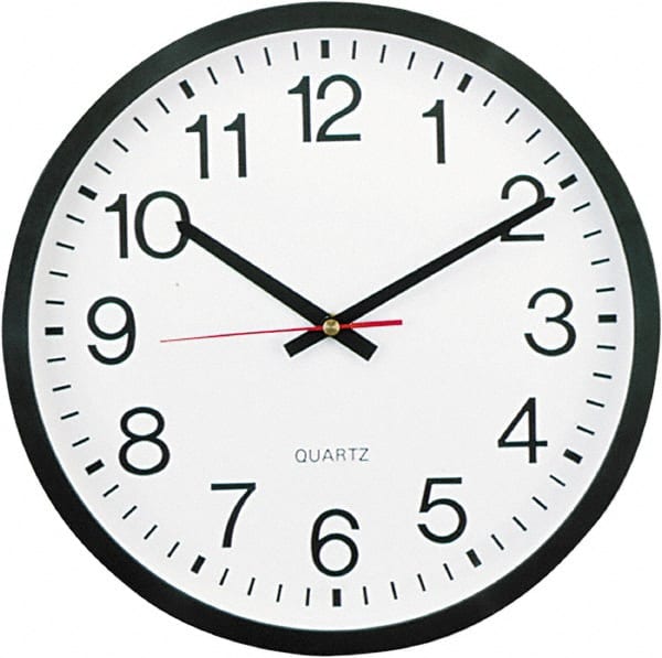 UNIVERSAL - 11-1/2 Inch Diameter, White Face, Dial Wall Clock - Analog Display, Black Case, Runs on AA Battery - Exact Tooling