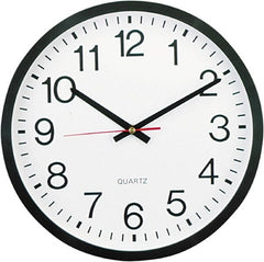UNIVERSAL - 11-1/2 Inch Diameter, White Face, Dial Wall Clock - Analog Display, Black Case, Runs on AA Battery - Exact Tooling