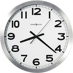Howard Miller - 14 Inch Diameter, White Face, Dial Wall Clock - Analog Display, Silver Case, Runs on AA Battery - Exact Tooling