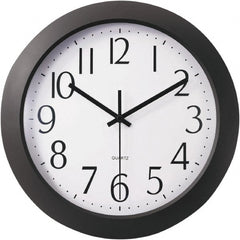 Universal One - 9-1/2 Inch Diameter, White Face, Dial Wall Clock - Analog Display, Black Case, Runs on AA Battery - Exact Tooling