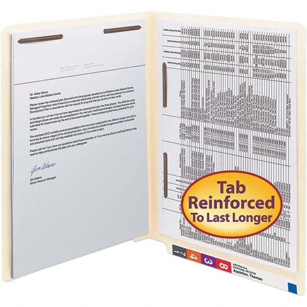 SMEAD - 12-1/4 x 9-1/2", Letter Size, Manila, File Folders with End Tab - 11 Point Stock, Straight Tab Cut Location - Exact Tooling