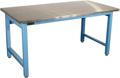 Proline - 60 Wide x 30" Deep x 36" High, Stainless Steel Workbench - Adjustable Height Legs, Blue - Exact Tooling