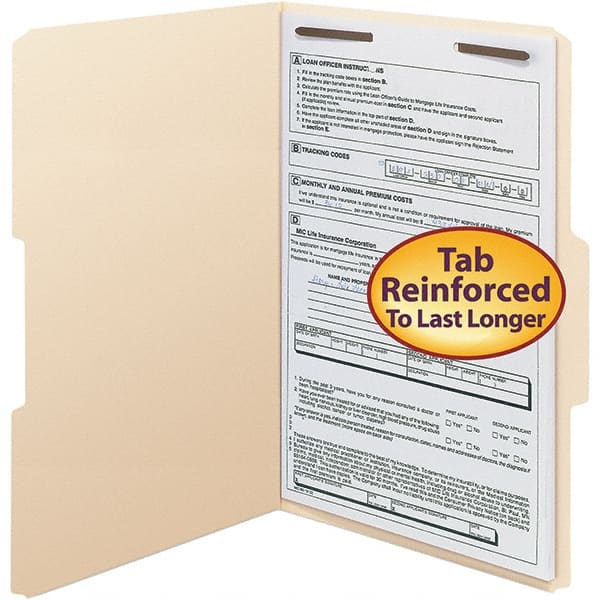 SMEAD - 14-5/8 x 9-1/2", Legal, Manila, File Folders with Top Tab - 11 Point Stock, Assorted Tab Cut Location - Exact Tooling