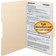 SMEAD - 14-5/8 x 9-1/2", Legal, Manila, File Folders with Top Tab - 11 Point Stock, Assorted Tab Cut Location - Exact Tooling