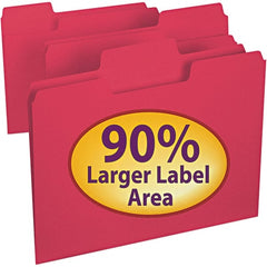 SMEAD - 11-5/8 x 9-1/2", Letter Size, Red, File Folders with Top Tab - 11 Point Stock, Assorted Tab Cut Location - Exact Tooling