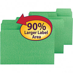 SMEAD - 11-5/8 x 9-1/2", Letter Size, Green, File Folders with Top Tab - 11 Point Stock, Assorted Tab Cut Location - Exact Tooling
