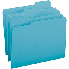 SMEAD - 11-5/8 x 9-1/2", Letter Size, Teal, File Folders with Top Tab - 11 Point Stock, Assorted Tab Cut Location - Exact Tooling