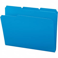 SMEAD - 11-5/8 x 9-1/2", Letter Size, Blue, File Folders with Top Tab - Assorted Tab Cut Location - Exact Tooling