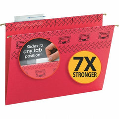 SMEAD - 12-1/4 x 9-1/2", Letter Size, Red, Hanging File Folder - 11 Point Stock, 1/3 Tab Cut Location - Exact Tooling