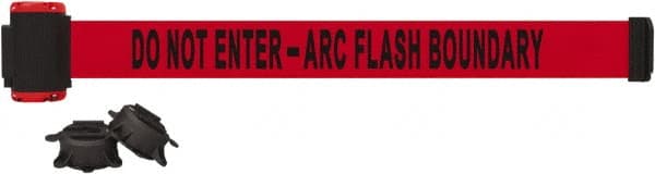Banner Stakes - 7' Long x 2-1/2" Wide Nylon/Polyester Magnetic Wall Mount Barrier - Black on Red - Exact Tooling