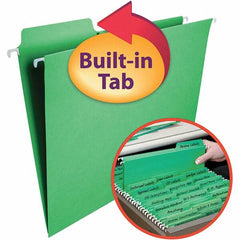 SMEAD - 12-1/4 x 9-1/2", Letter Size, Green, Hanging File Folder - 11 Point Stock, 1/3 Tab Cut Location - Exact Tooling