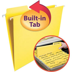 SMEAD - 12-1/4 x 9-1/2", Letter Size, Yellow, Hanging File Folder - 11 Point Stock, 1/3 Tab Cut Location - Exact Tooling