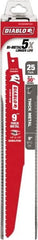 Freud - 9" Long x 1" Thick, Bi-Metal Reciprocating Saw Blade - Tapered Profile, 8 to 10 TPI, Toothed Edge, Tang Shank - Exact Tooling