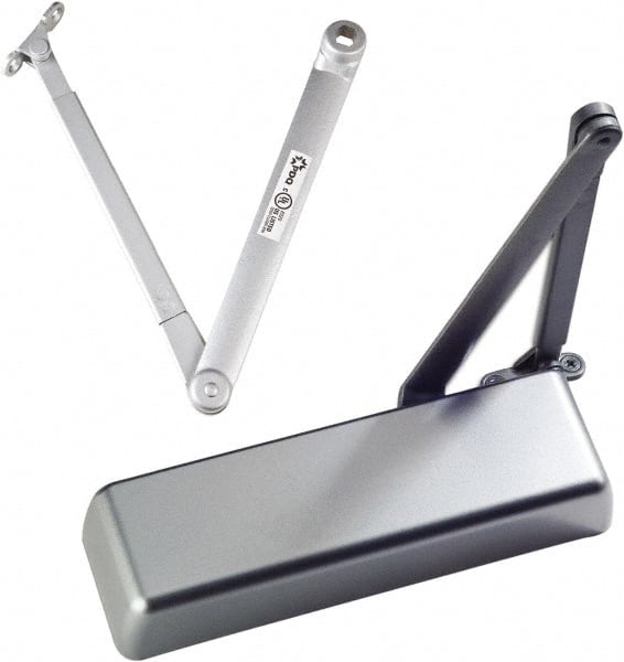 Ability One - 12" Closer Body Length, Institutional Grade 1 Door Closer Manual Damper - Aluminum Finish, Non-Handed - Exact Tooling