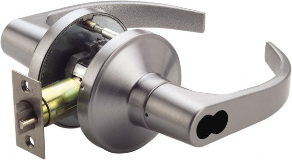 Ability One - Grade 1 Communication Lever Lockset - 2-3/4" Back Set, Zinc, Satin Chrome Finish - Exact Tooling