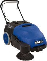 Clarke - 28" Sweeping Width, Dual Brush Sweeper - Self Propelled, Plastic Wheels, 15.8 Gal Capacity, 2.1 Cu Ft Capacity - Exact Tooling
