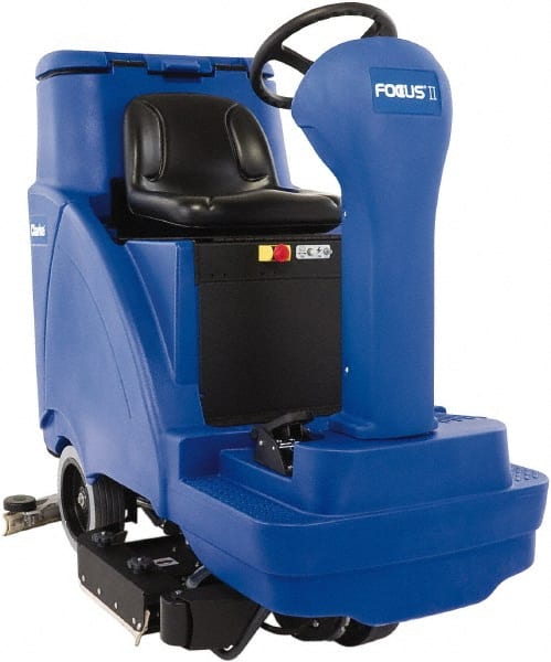 Clarke - 28" Cleaning Width, Battery Powered Floor Scrubber - 0.75 hp, 2,250 RPM, 57" Water Lift, 21 Gal Tank Capacity - Exact Tooling