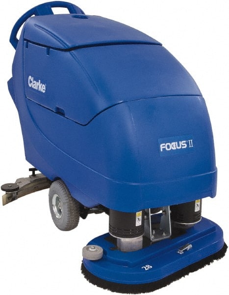 Clarke - 34" Cleaning Width, Battery Powered Floor Scrubber - 0.75 hp, 200 RPM, 23 Gal Tank Capacity - Exact Tooling