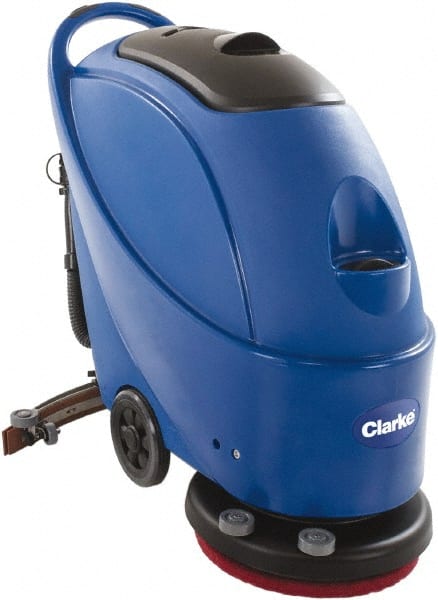 Clarke - 17" Cleaning Width, Electric Floor Scrubber - 1 hp, 150 RPM, 13.2 Gal Tank Capacity - Exact Tooling
