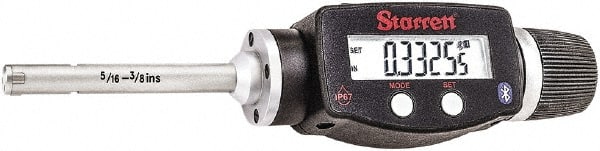 Starrett - 5/16" to 3/8", IP67, Carbide Face Electronic Inside Micrometer - 0.00005" Resolution, 0.00015" Accuracy, 2-1/4" Gage Depth - Exact Tooling