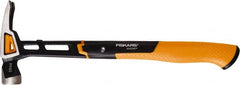 Fiskars - 20 oz Head, Straight Nail Hammer - 15-1/2" OAL, Forged Steel Head, 1-1/4" Face Diam, Smooth Face - Exact Tooling