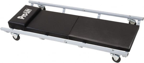Omega Lift Equipment - 350 Lb Capacity, 6 Wheel Creeper (with Fixed Headrest) - Alloy Steel, 40.94" Long x 3.54" Overall Height x 17" Wide - Exact Tooling