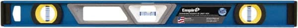 Empire Level - Magnetic 24" Long 3 Vial Box Beam Level - Metal, Blue, 1 Level & 2 Plumb Vials - Exact Tooling