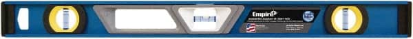 Empire Level - 24" Long 3 Vial Box Beam Level - Metal, Blue, 1 Level & 2 Plumb Vials - Exact Tooling